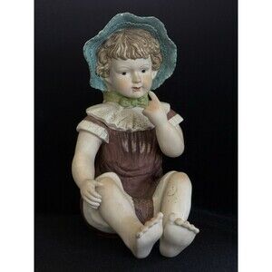 Vintage Germany Bisque Porcelain Baby Toddler Figurine 12 1/4'' Piano Girl